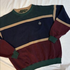 Vintage 90s Knights of Round Table Woven Stripe Cotton Blend Crewneck Pullover